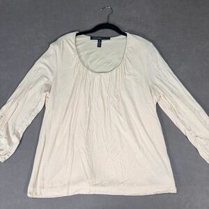 Kasper Sportwear Women’s Cream Ivory Long Sleeve Scoop Neck Rayon TShirt XL